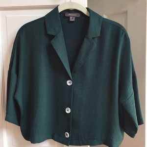 Primark deep green cropped blouse